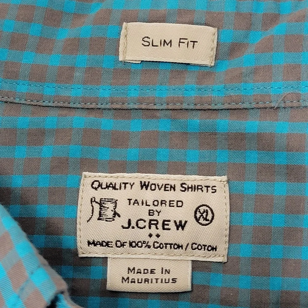 J.Crew Men's Button Down Quality Woven‎ Shirt Size XL Slim Fit Checked